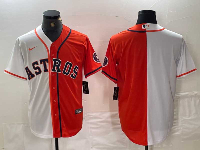 Men's Houston Astros Blank Orange White Split Stitched Baseball Jersey Dzhi
